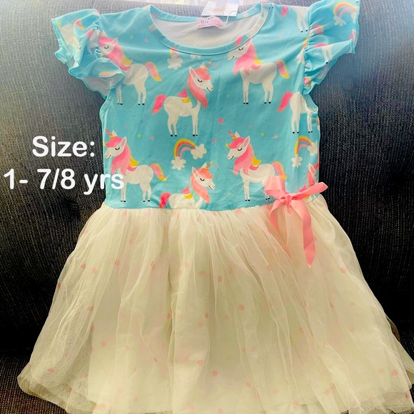 Girls-Unicorn dress - Picture 1 of 2